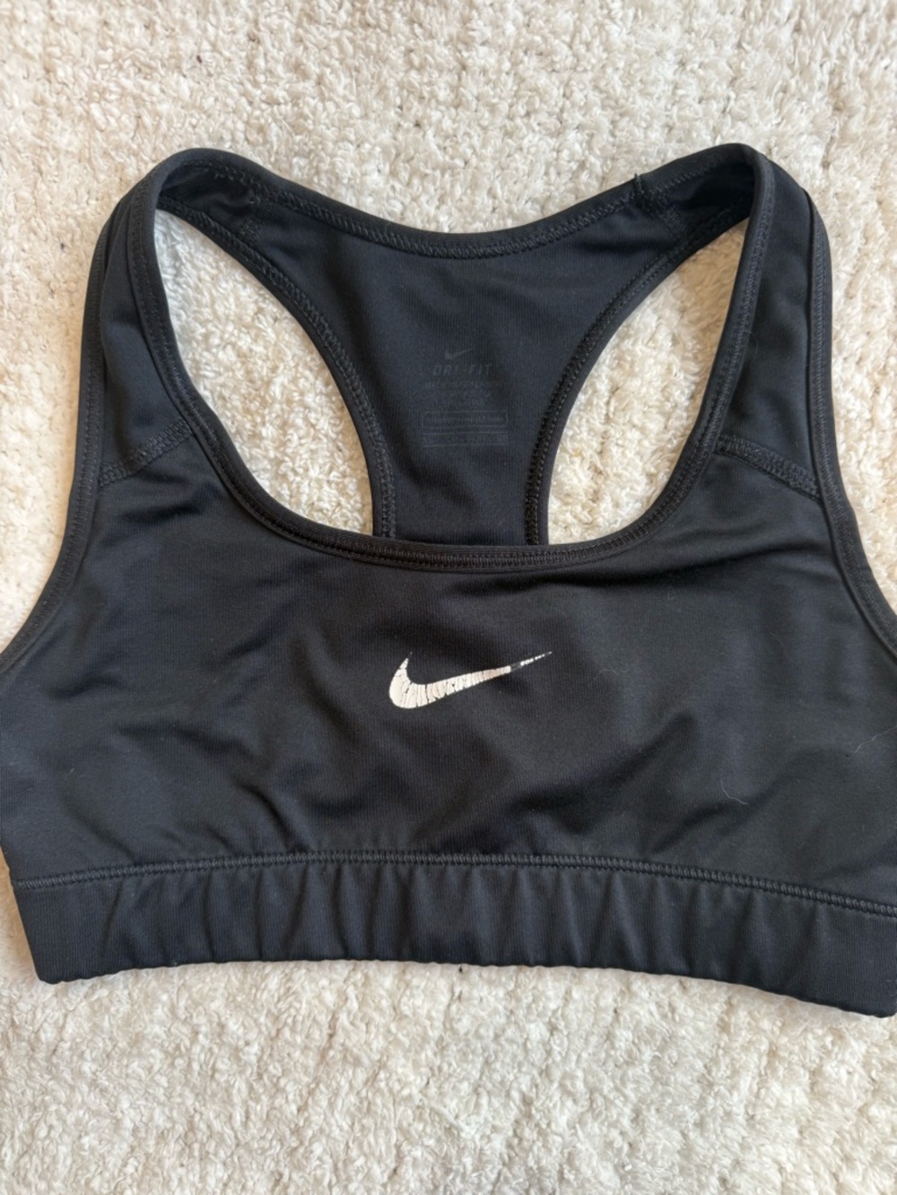 Nike Black Racerback Logo Sports Bra with White Swoosh